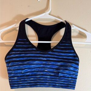 Champion Racerback Sports Bra – XS – Blue & Black Stripes – Like New